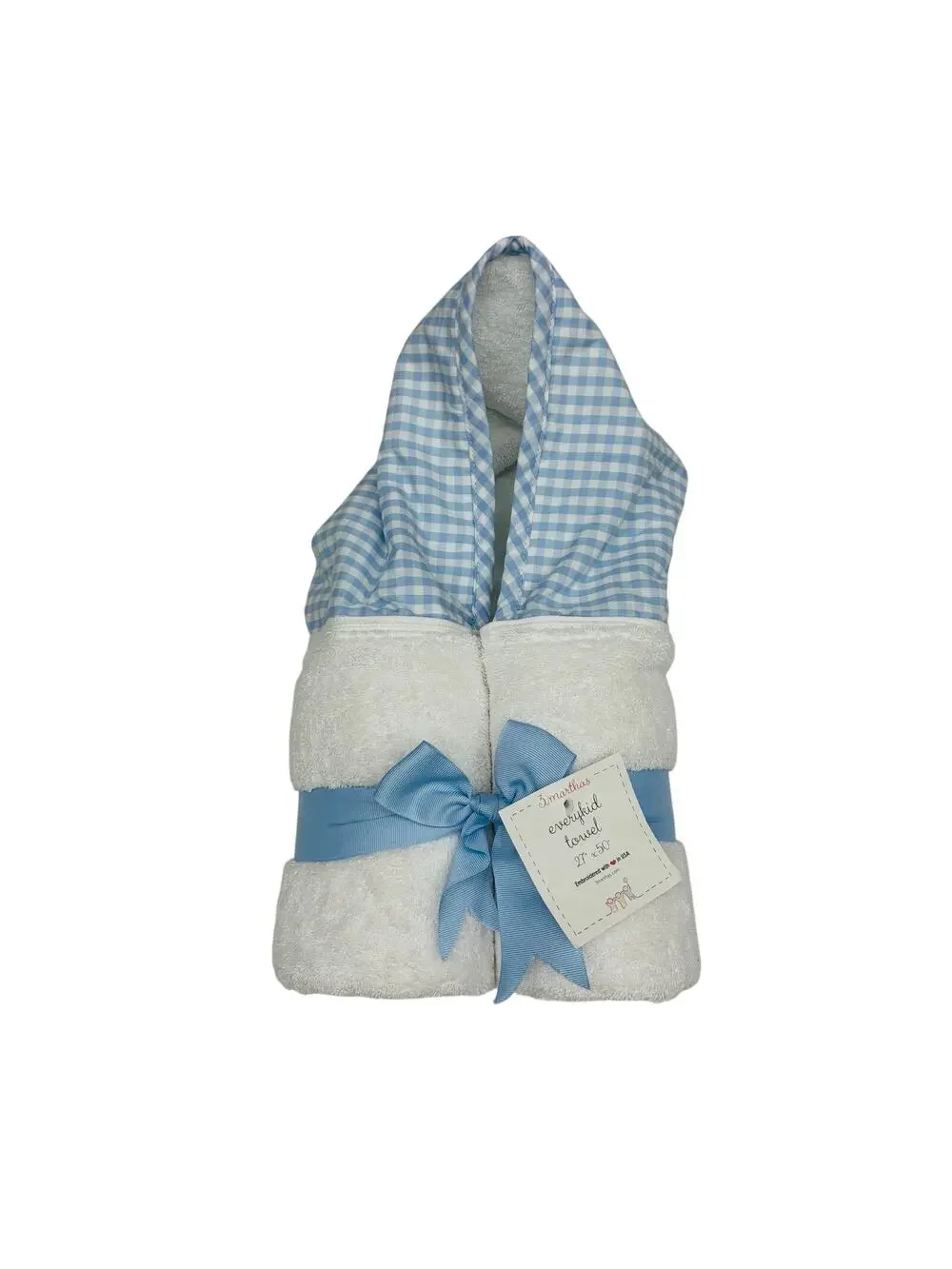 NWT Rockin' Royalty Baby Blue Check Hooded Towel